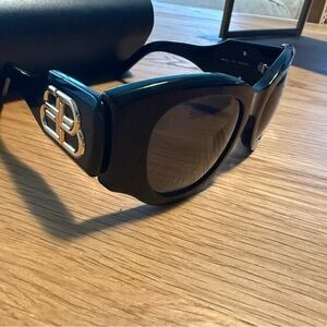 Balenciaga Black Sunglasses with Silver Logo